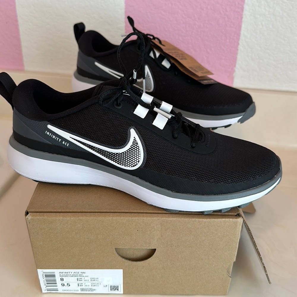 Brand New Nike Infinity Ace Next Nature NN Golf Shoes Black White Grey M 8 W 9.5